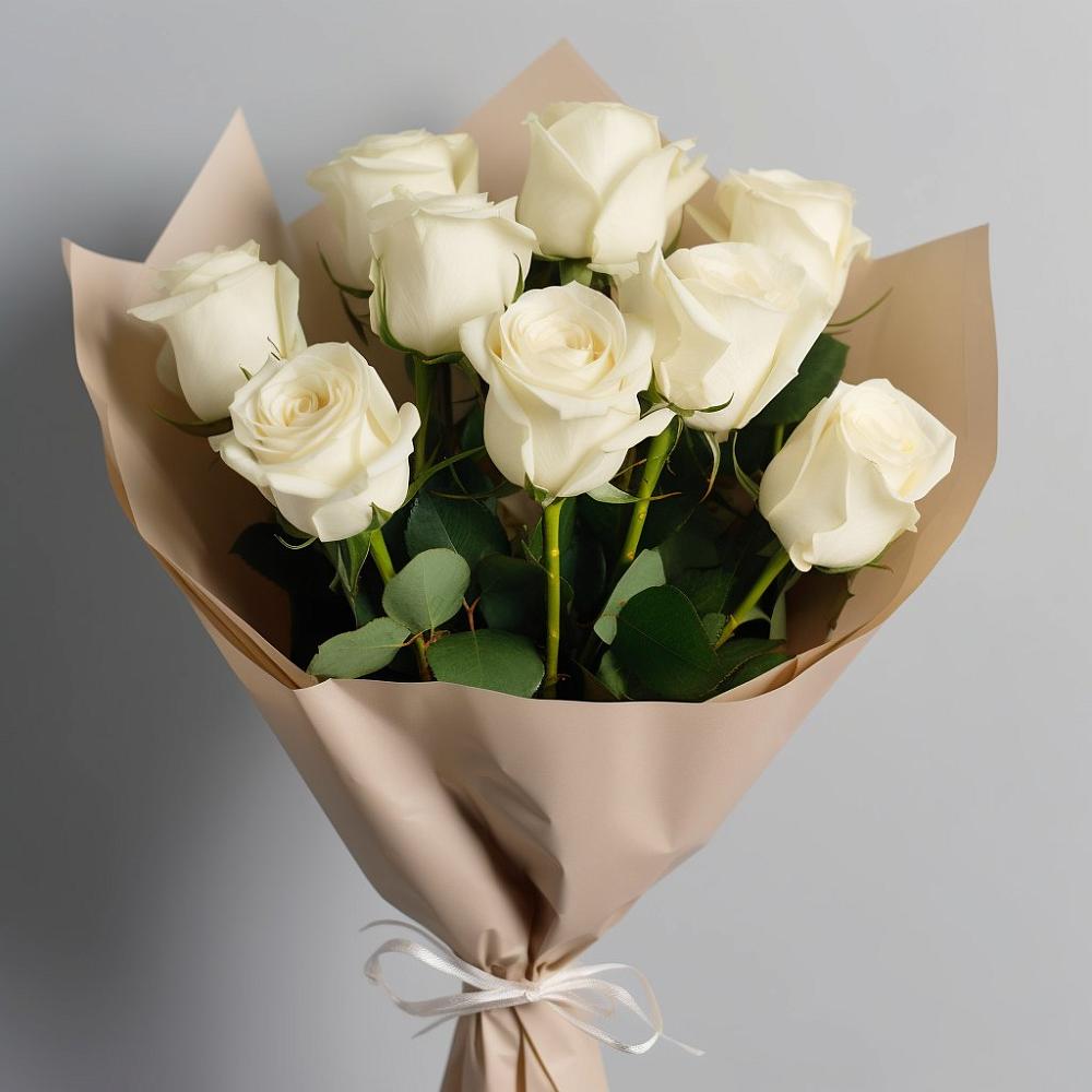 Букет 9 Белых роз Эдлесс Лав в Суворовской